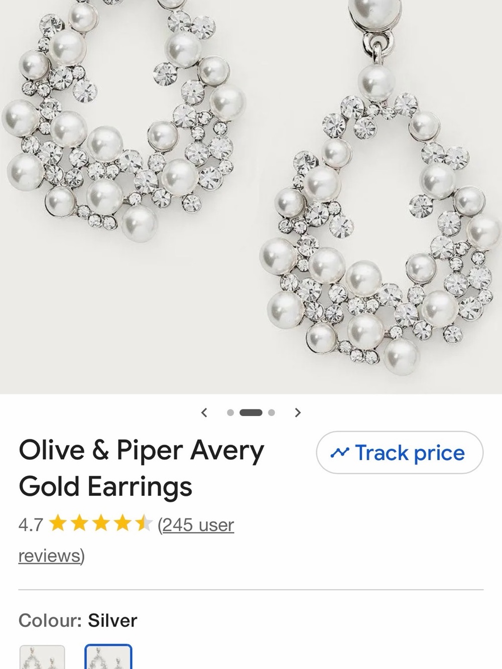 Olive & Piper Avery Silver Pearl & Crystal Teardrop Earrings